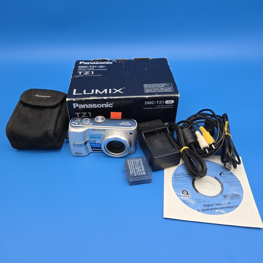 Panasonic Lumix DMC-TZ1 Silver 5MP Digital Camera 10x Zoom Tested Boxed